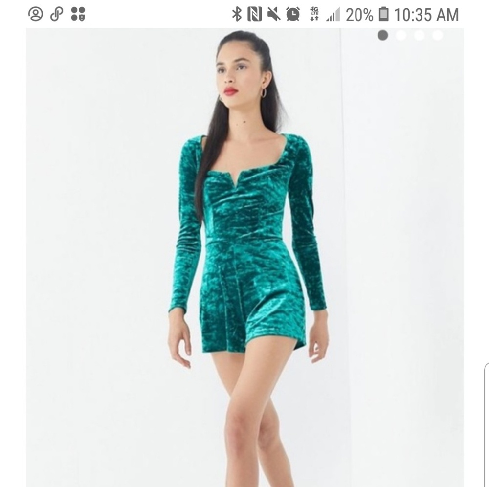 Longsleeve emerald green romper urban outfitters